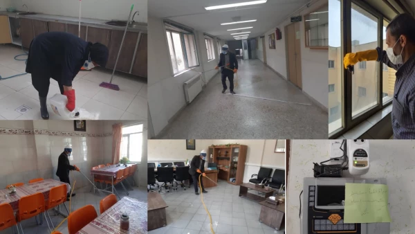 ضد عفونی کردن ساختمان های پردیس شهید باهنر فارس جهت پیشگیری از ورود ویروس کرونا 2