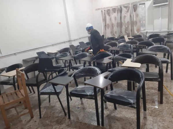 ضد عفونی کردن ساختمان های پردیس شهید باهنر فارس جهت پیشگیری از ورود ویروس کرونا 14