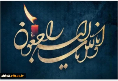 انا لله و انا الیه راجعون
همکار ارجمند سرکارخانم رضایی معاون محترم آموزشی،پژوهشی و فرهنگی پردیس شهید باهنر فارس