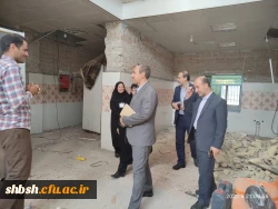 بازدید آقای دکتر میر یونسی مدیر کل محترم پشتیبانی و رفاه کارکنان در دانشگاه فرهنگیان سازمان مرکزی و آقای دکتر زارع شیبانی سرپرست امور پردیس های دانشگاه فرهنگیان استان فارس از میزان پیشرفت تعمیرات مجموعه سلف سرویس و آشپزخانه پردیس شهیدباهنر  2