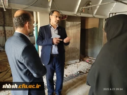 بازدید آقای دکتر میر یونسی مدیر کل محترم پشتیبانی و رفاه کارکنان در دانشگاه فرهنگیان سازمان مرکزی و آقای دکتر زارع شیبانی سرپرست امور پردیس های دانشگاه فرهنگیان استان فارس از میزان پیشرفت تعمیرات مجموعه سلف سرویس و آشپزخانه پردیس شهیدباهنر  6
