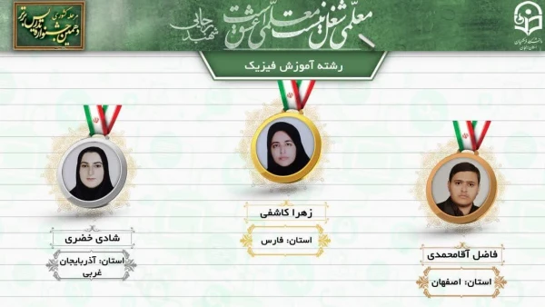 کسب رتبه اول رشته فیزیک در دهمین جشنواره تدریس برتر دانشجومعلمان سراسر کشور 2